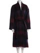 Vince Wool Plaid Print Faux Fur Coat