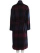 Vince Wool Plaid Print Faux Fur Coat