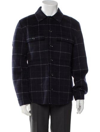 Vince Wool Plaid Print Jacket