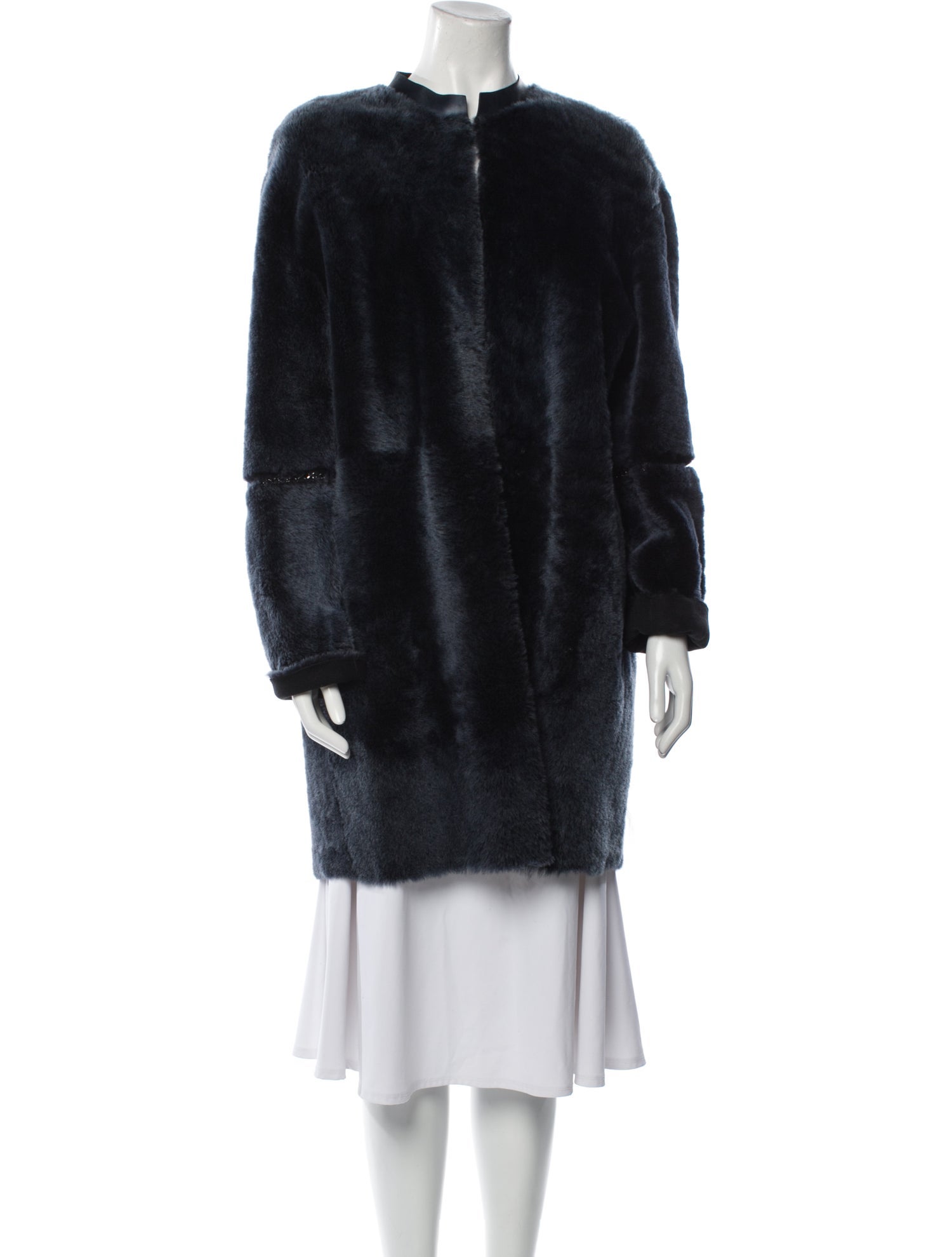 Vince Lamb Leather Faux Fur Coat