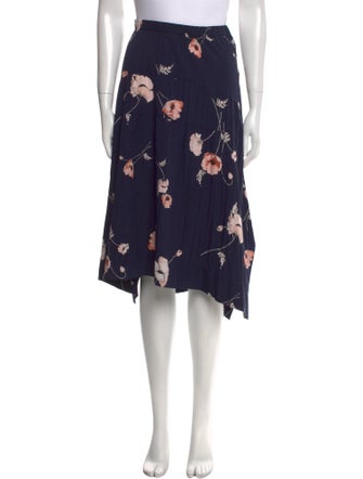 Vince Floral Print Midi Length Skirt