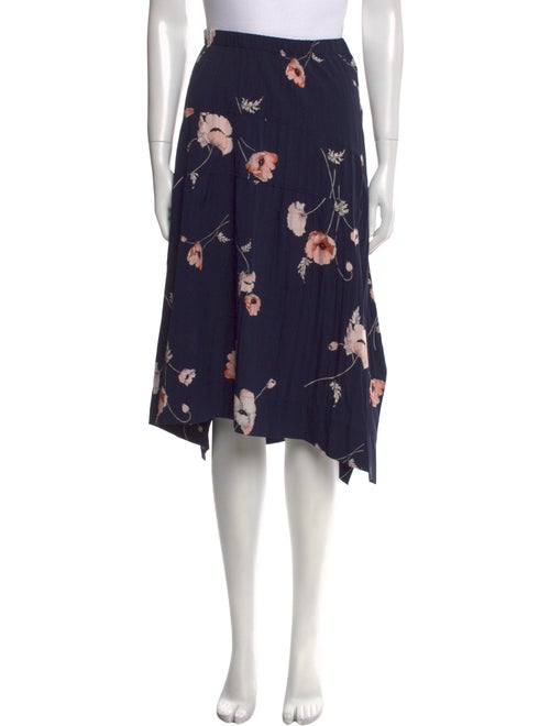 Vince Floral Print Midi Length Skirt