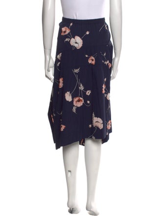 Vince Floral Print Midi Length Skirt
