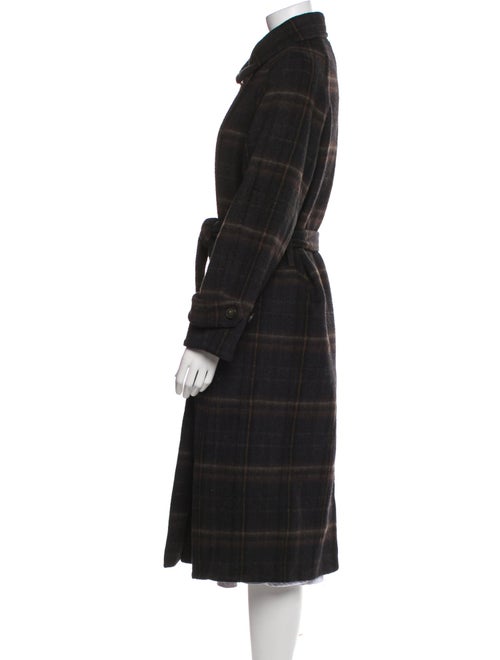 Vince Wool Plaid Print Trench Coat