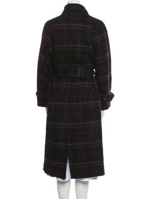 Vince Wool Plaid Print Trench Coat