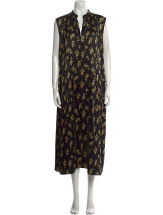 Vince Floral Print Midi Length Dress