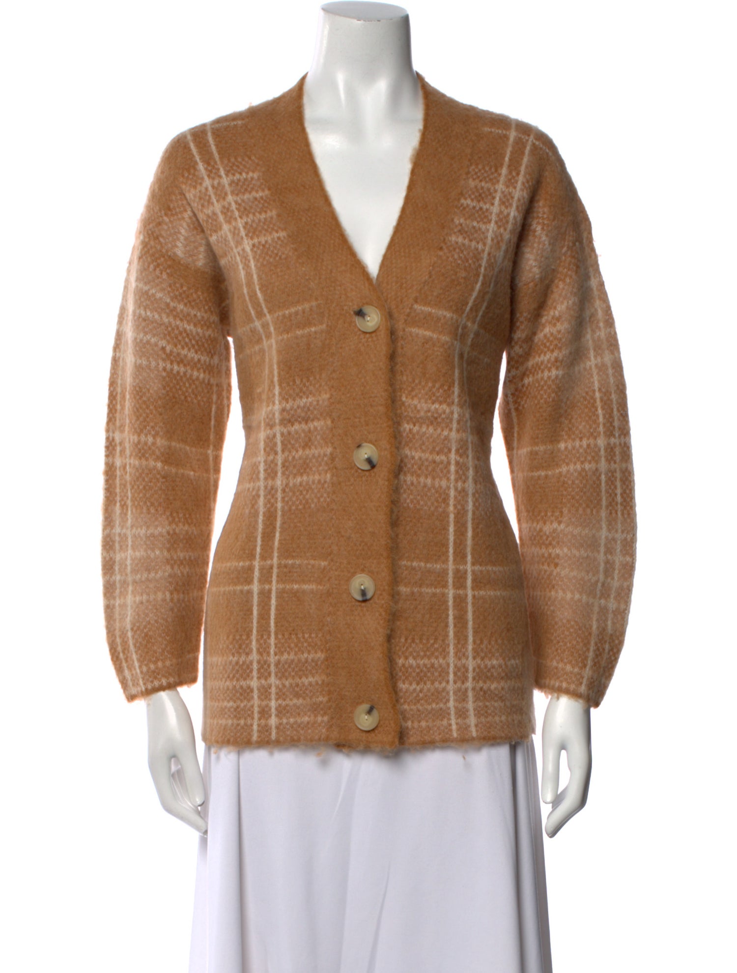 Vince Plaid Print V-Neck Sweater