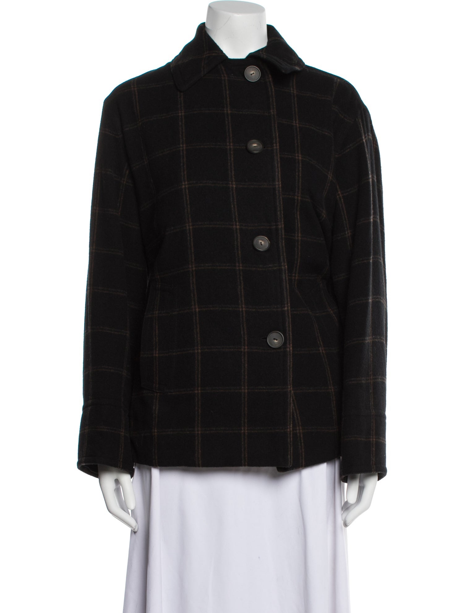 Vince Wool Plaid Print Jacket