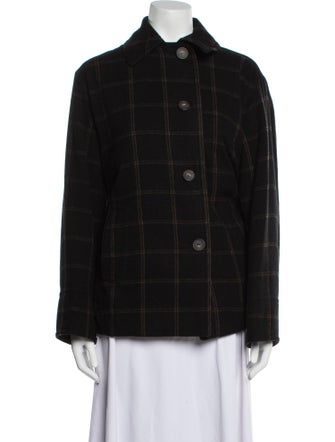 Vince Wool Plaid Print Jacket