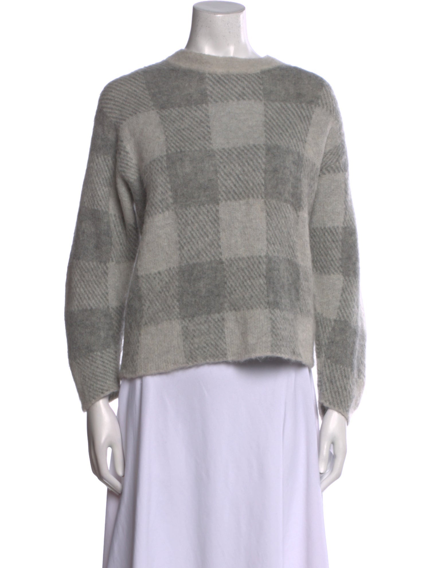Vince Plaid Print Crew Neck Sweater