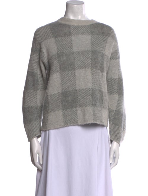 Vince Plaid Print Crew Neck Sweater
