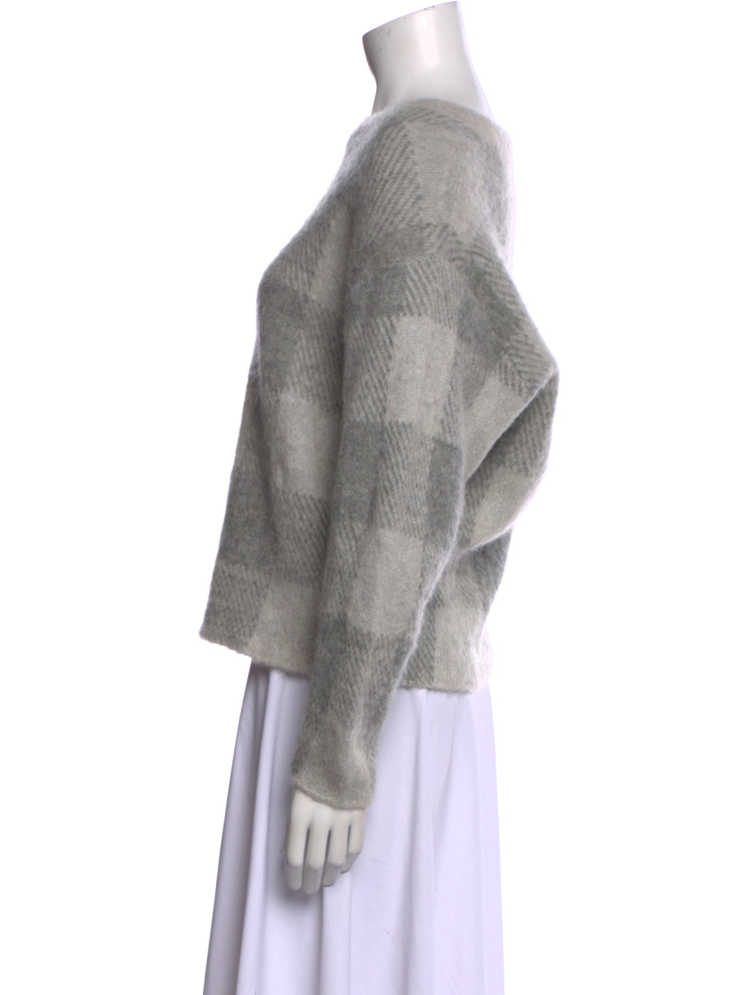 Vince Plaid Print Crew Neck Sweater