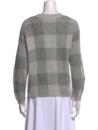 Vince Plaid Print Crew Neck Sweater