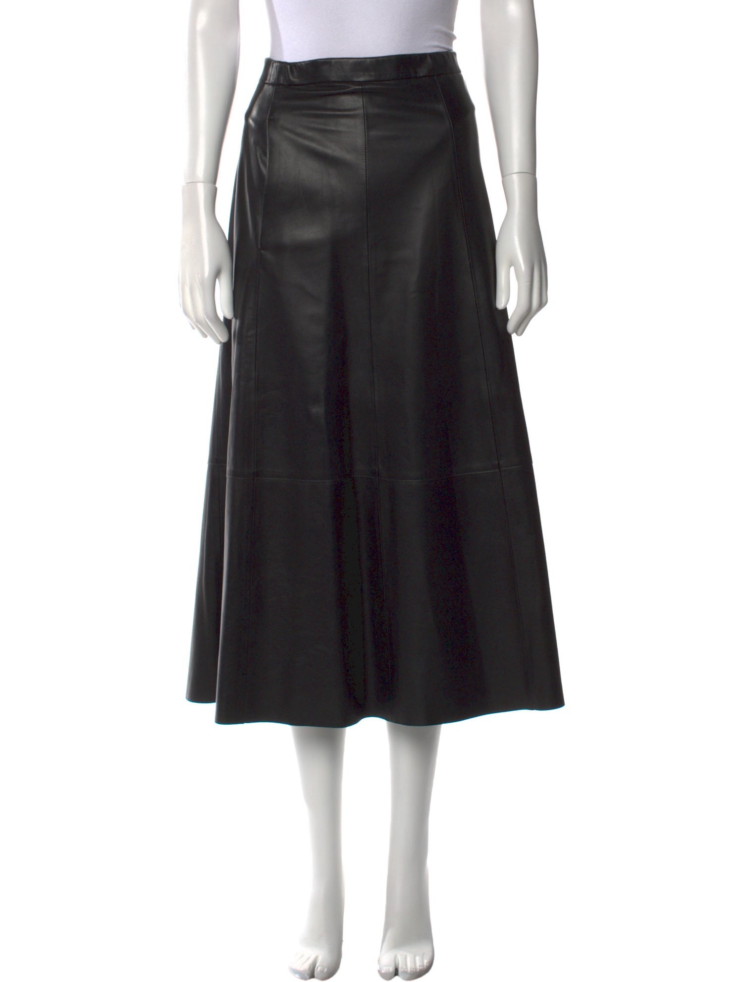 Vince Lamb Leather Midi Length Skirt
