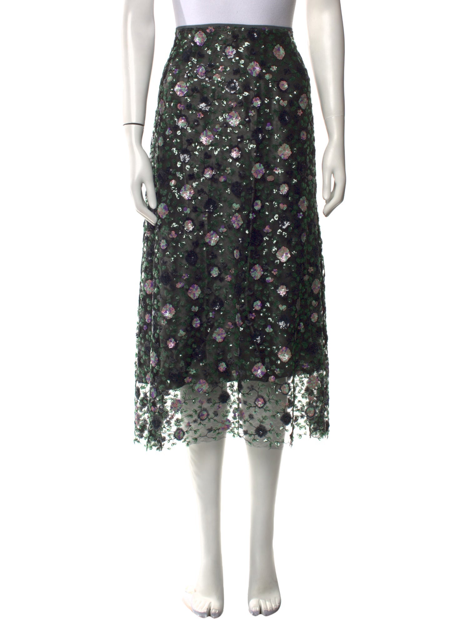 Vince Floral Print Midi Length Skirt