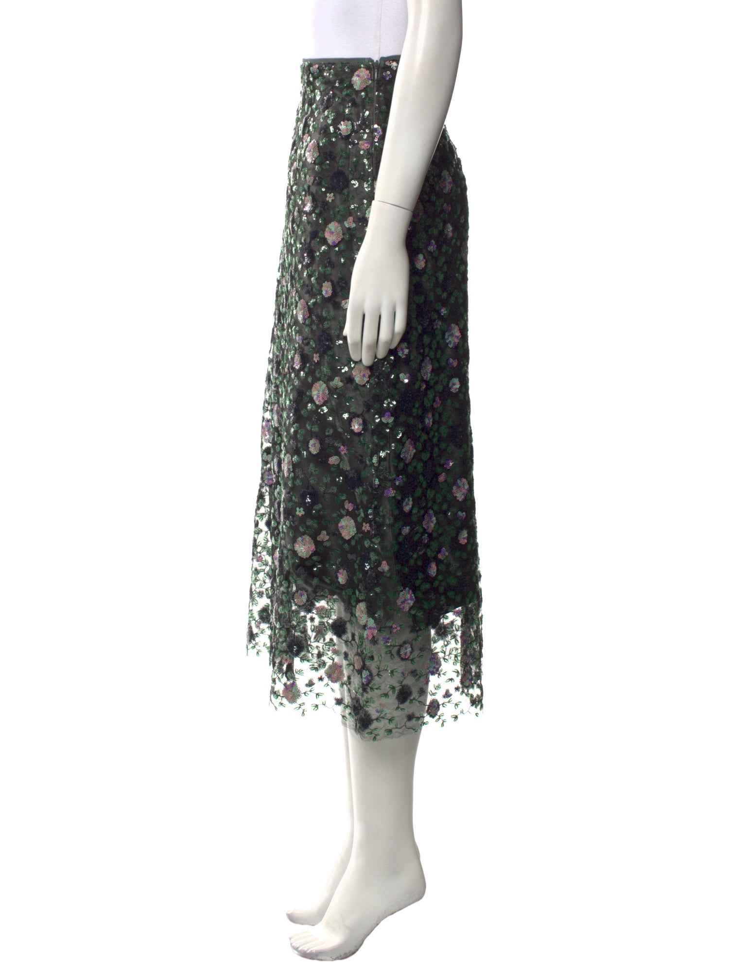 Vince Floral Print Midi Length Skirt