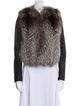 Vince Lamb Leather Colorblock Pattern Fur Jacket