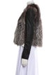 Vince Lamb Leather Colorblock Pattern Fur Jacket