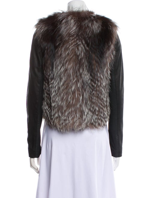 Vince Lamb Leather Colorblock Pattern Fur Jacket