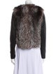 Vince Lamb Leather Colorblock Pattern Fur Jacket