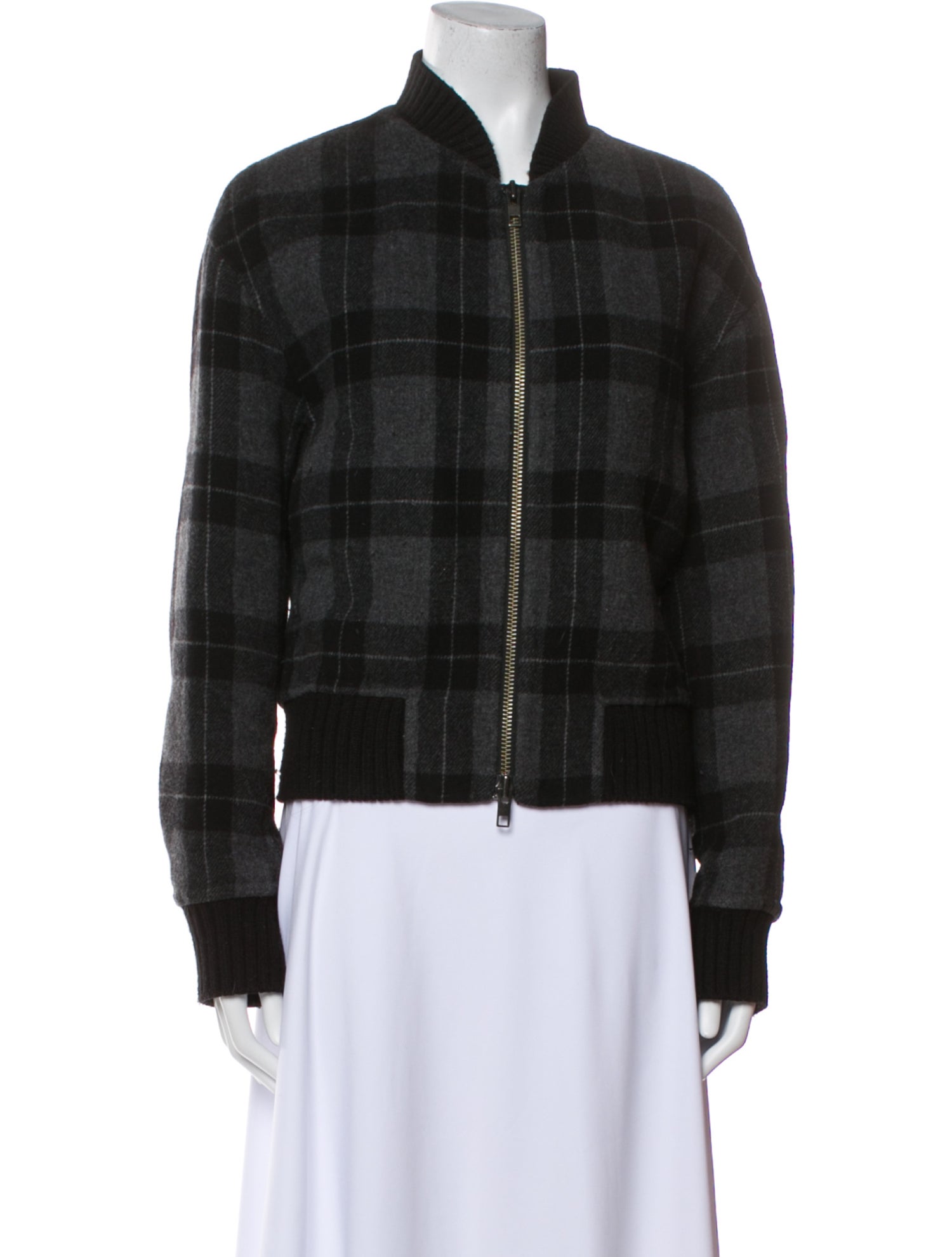 Vince Wool Plaid Print Jacket