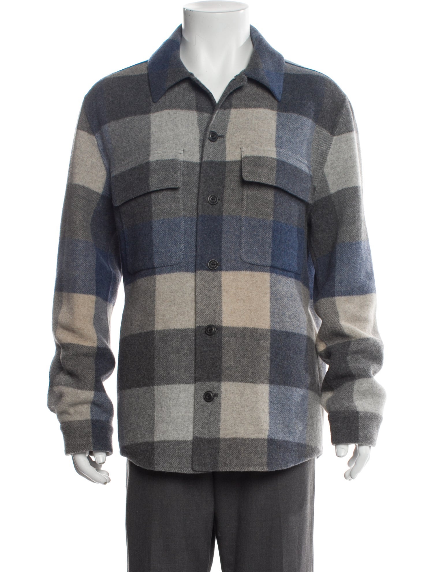 Vince Wool Plaid Print Jacket