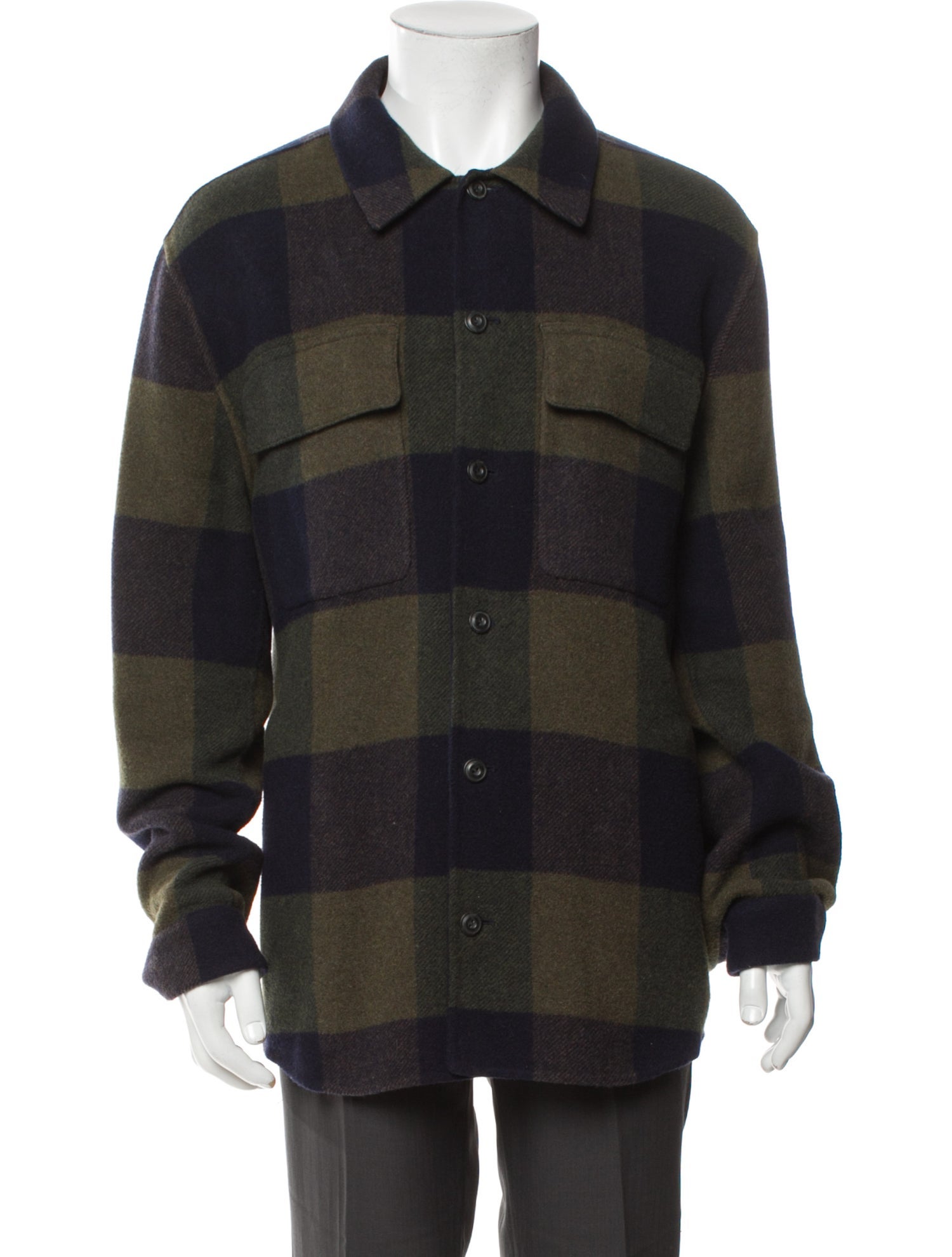 Vince Wool Plaid Print Bomber Jacket