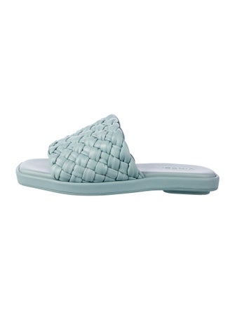 Vince Leather Braided Accents Slides