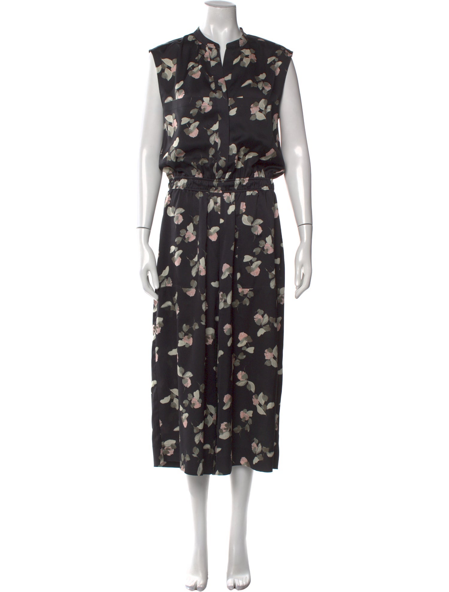 Vince Floral Print Mock Neck Jumpsuit