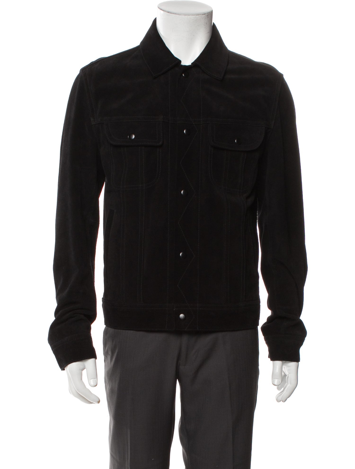 Vince Calf Leather Trucker Jacket