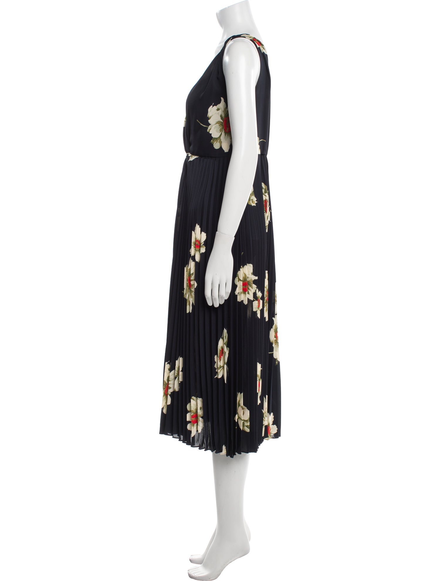 Vince Floral Print Midi Length Dress