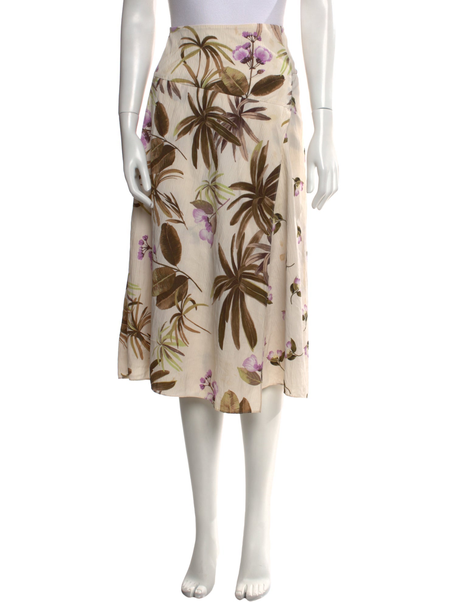 Vince Floral Print Midi Length Skirt