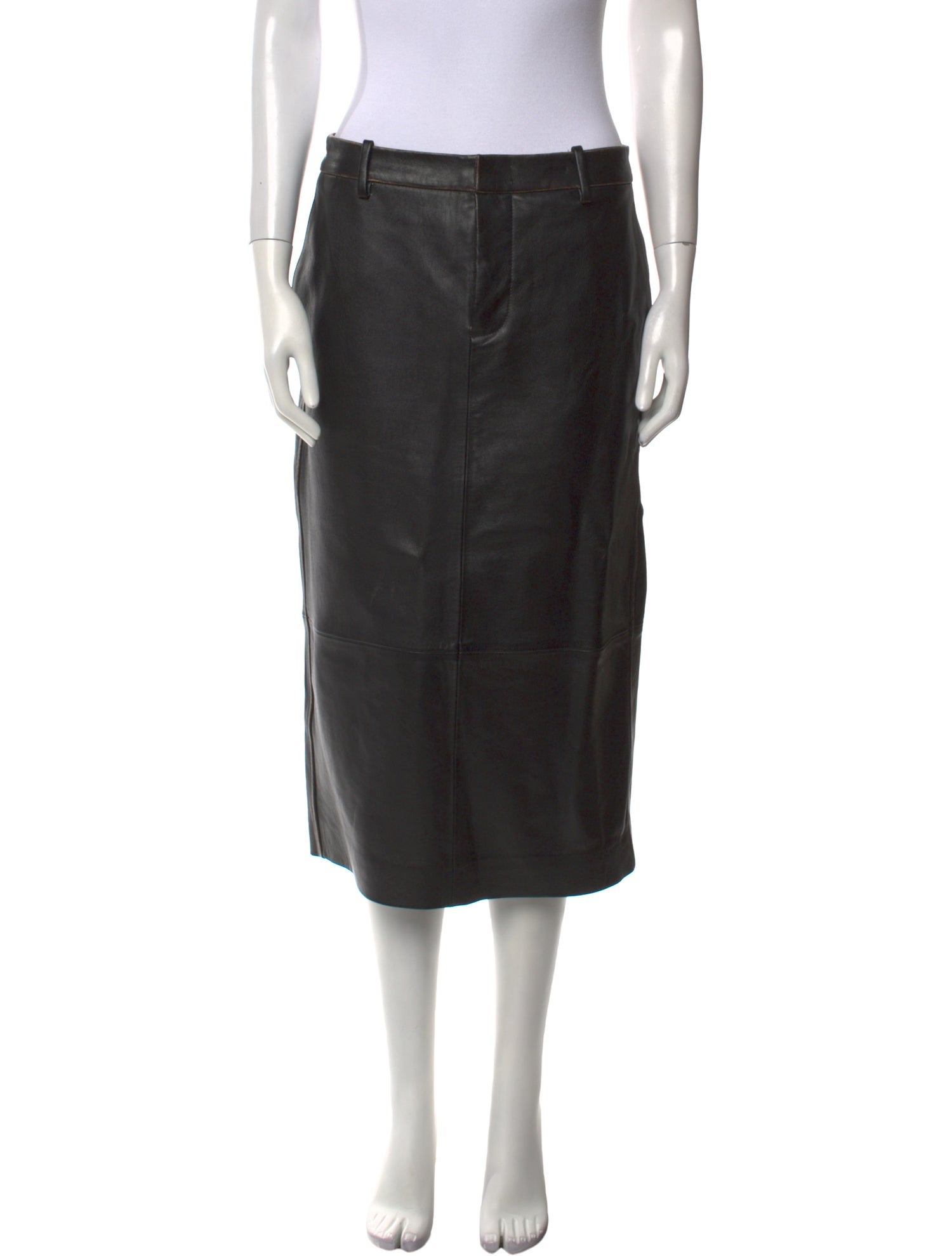 Vince Lamb Leather Midi Length Skirt