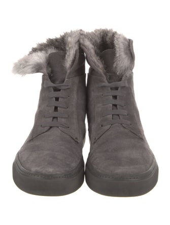 Vince Suede Fur Trim Sneakers