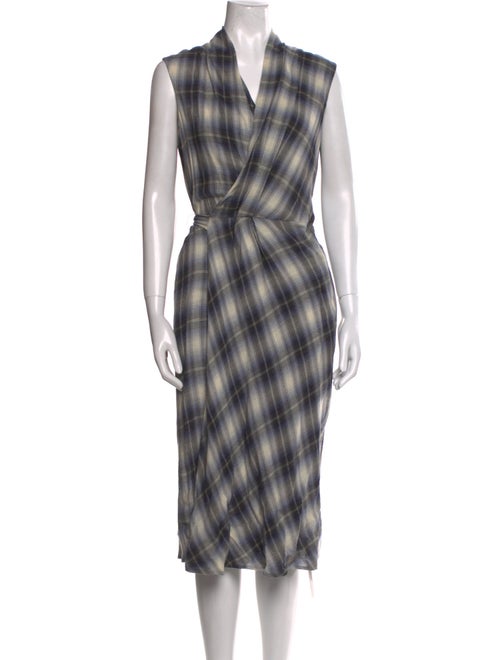 Vince Plaid Print Midi Length Dress