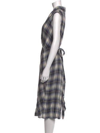 Vince Plaid Print Midi Length Dress
