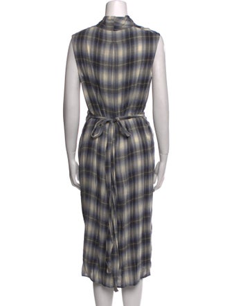 Vince Plaid Print Midi Length Dress