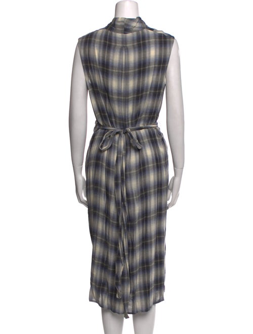 Vince Plaid Print Midi Length Dress