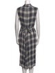 Vince Plaid Print Midi Length Dress