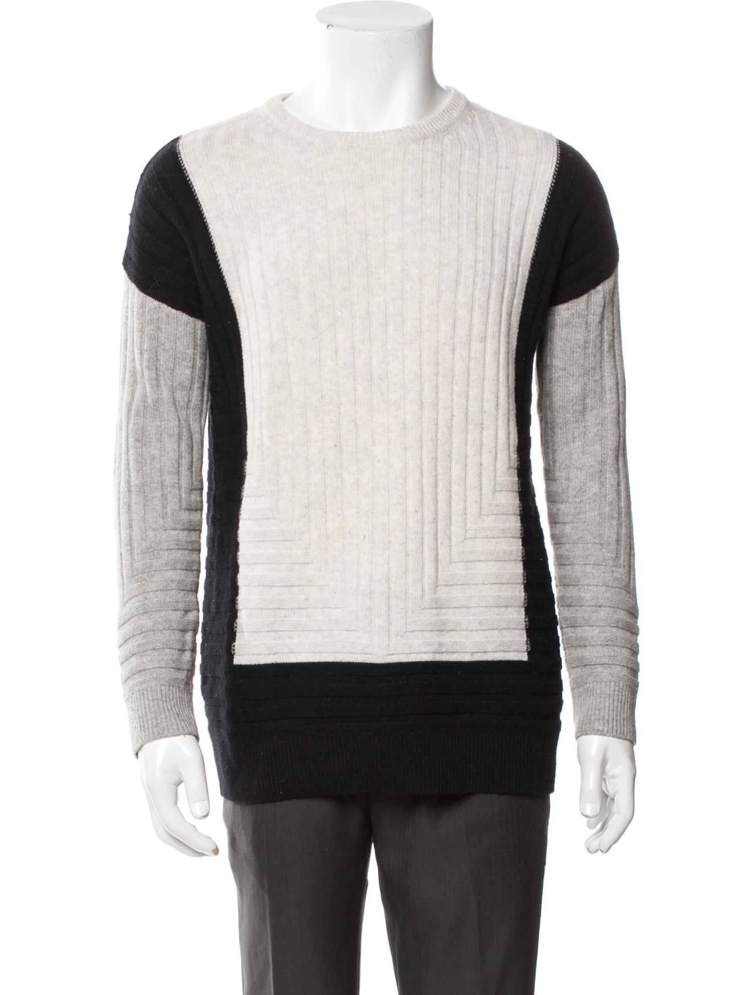 Vince Colorblock Pattern Crew Neck Pullover