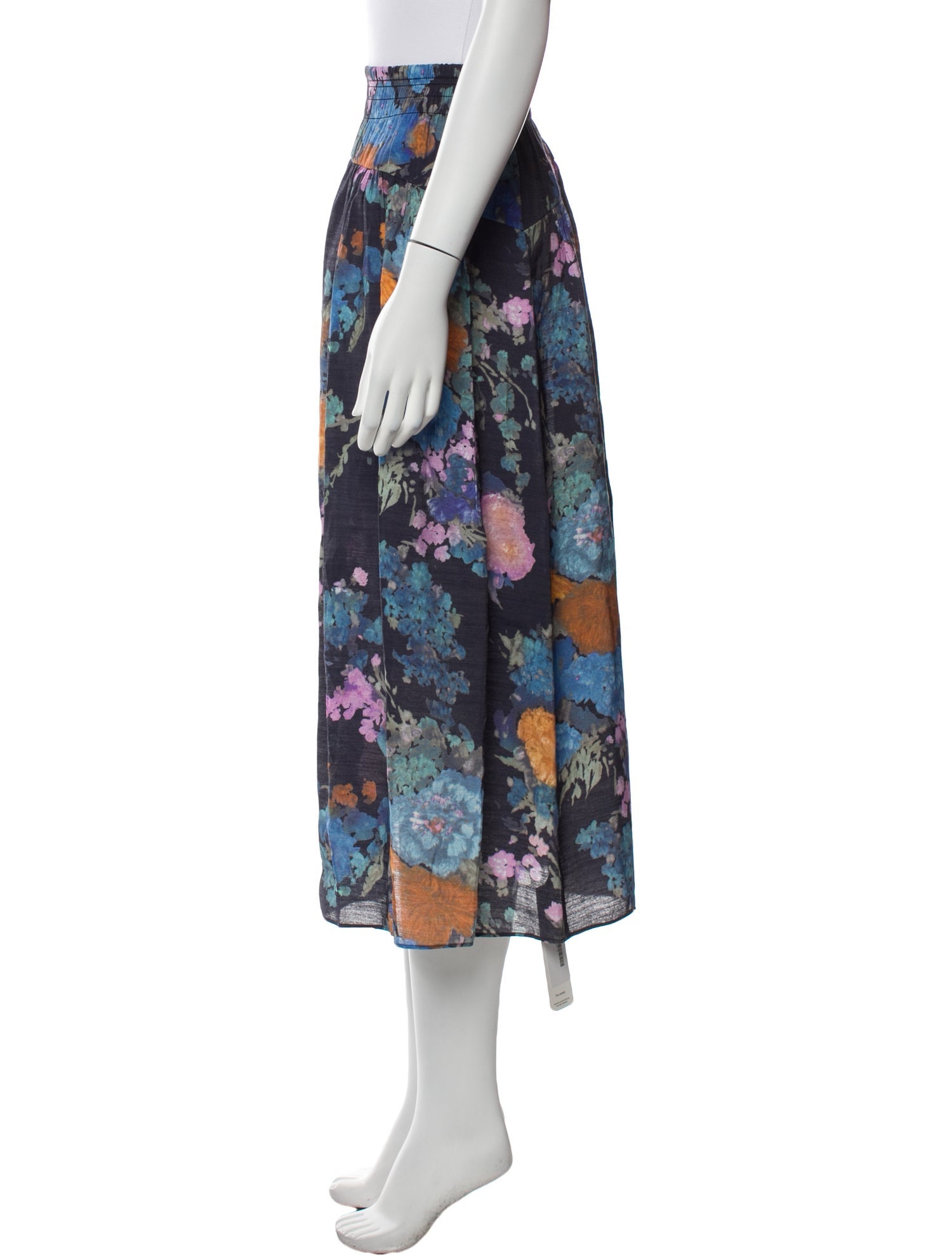 Vince Floral Print Midi Length Skirt