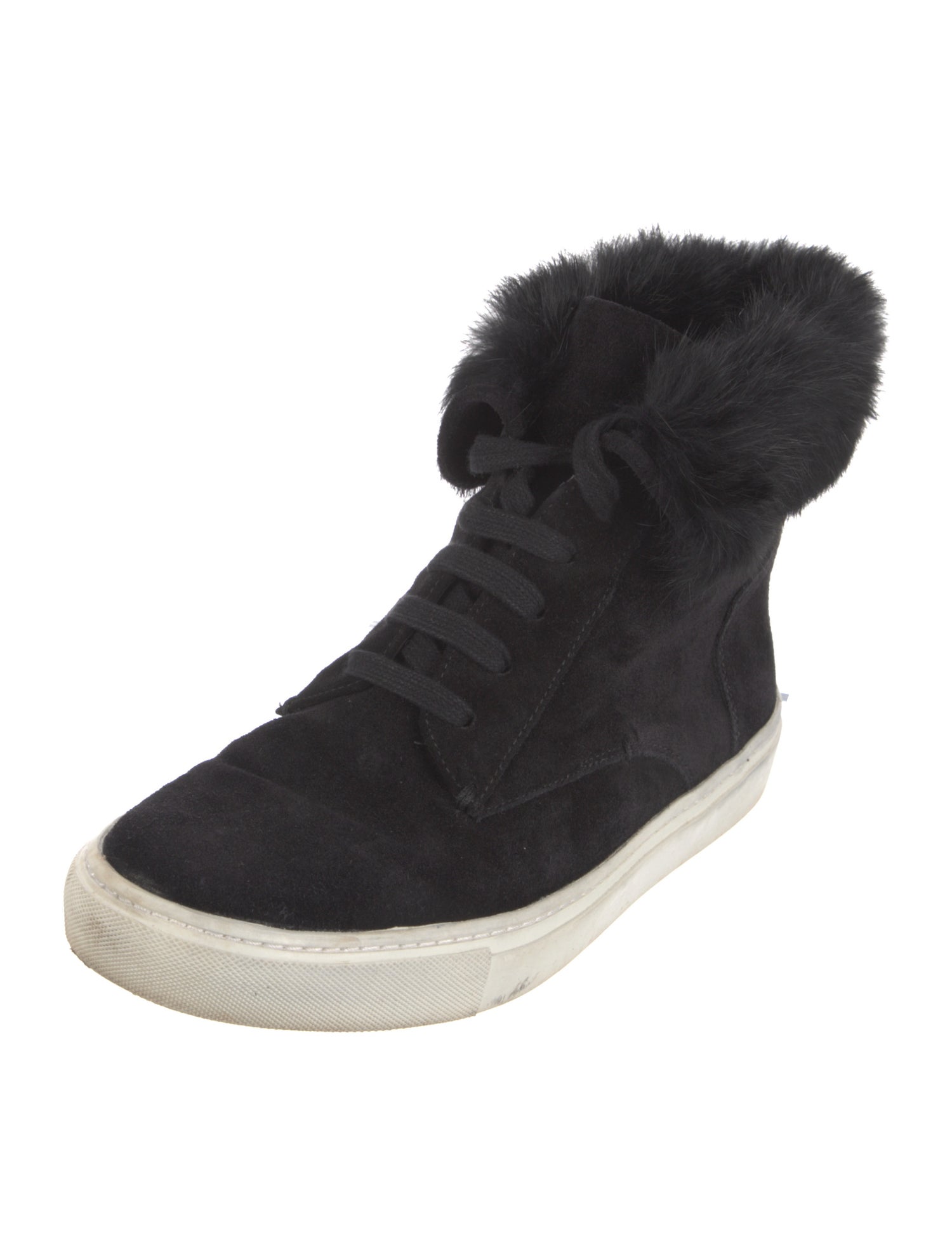 Vince Suede Fur Trim Sneakers