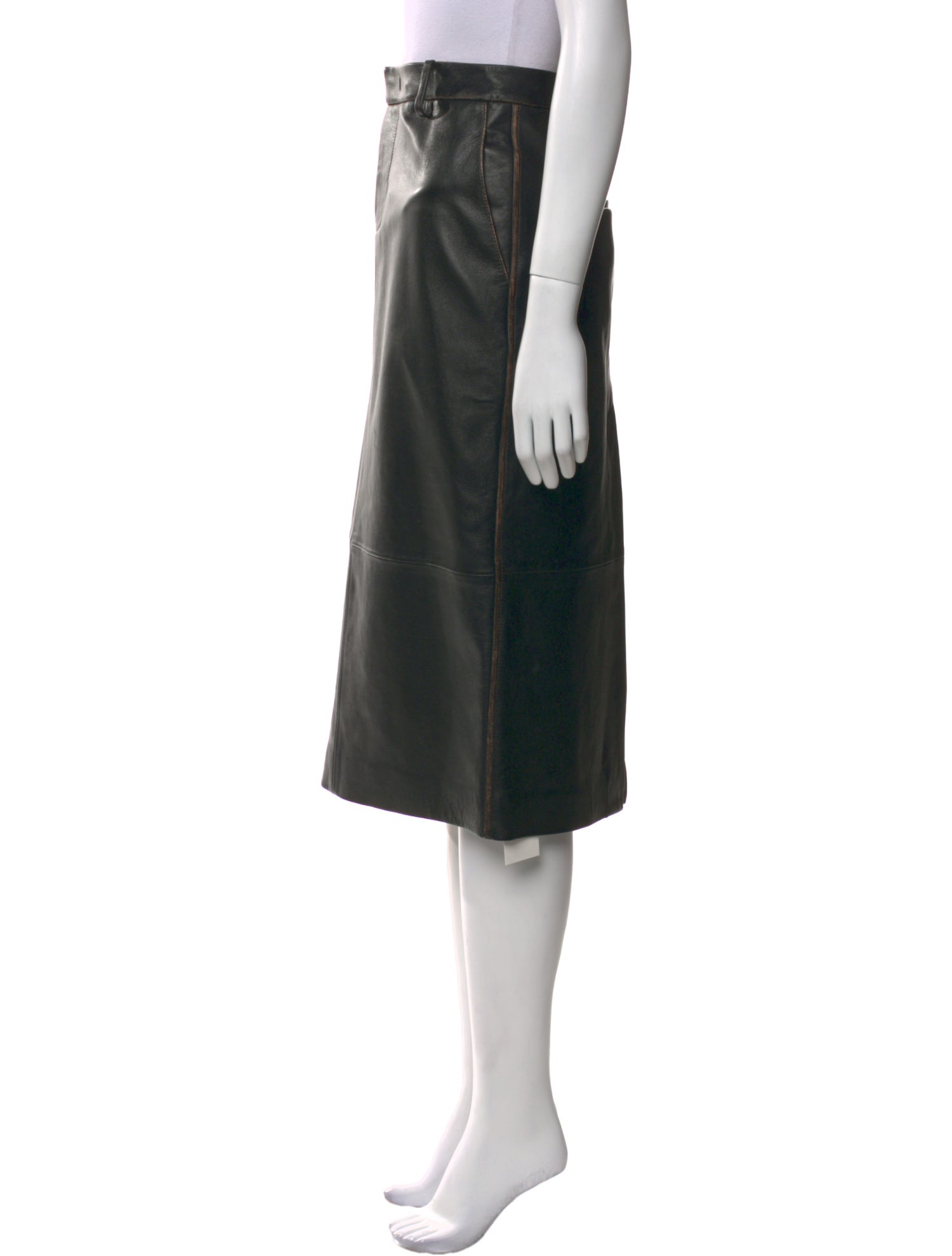 Vince Lamb Leather Midi Length Skirt