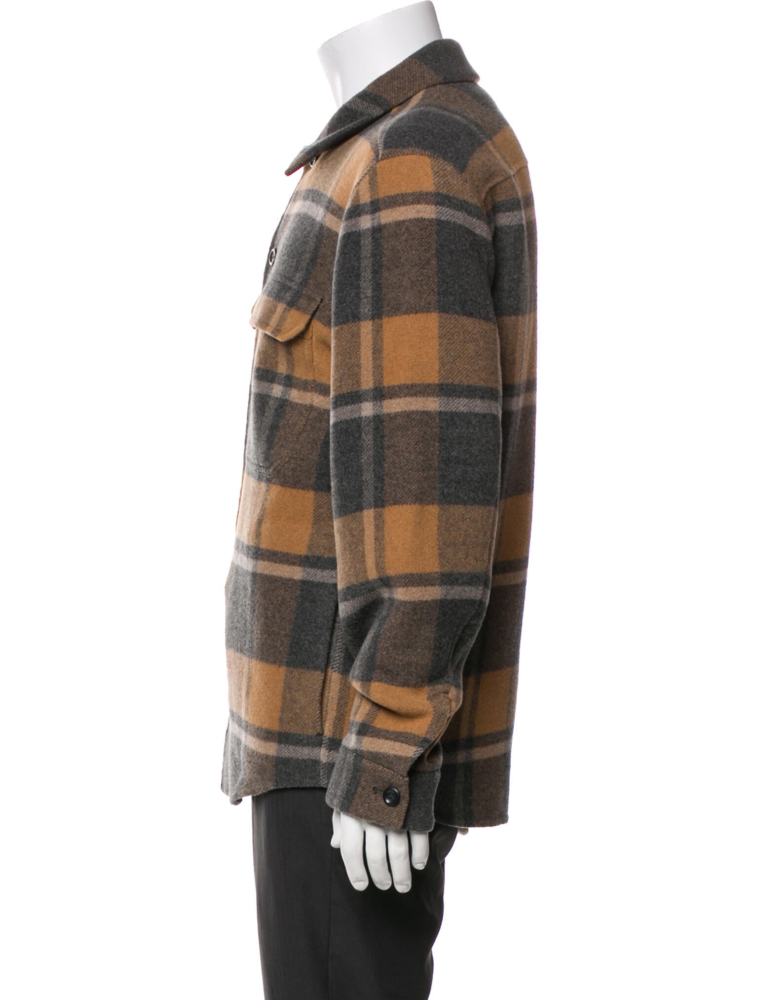 Vince Wool Plaid Print Trucker Jacket