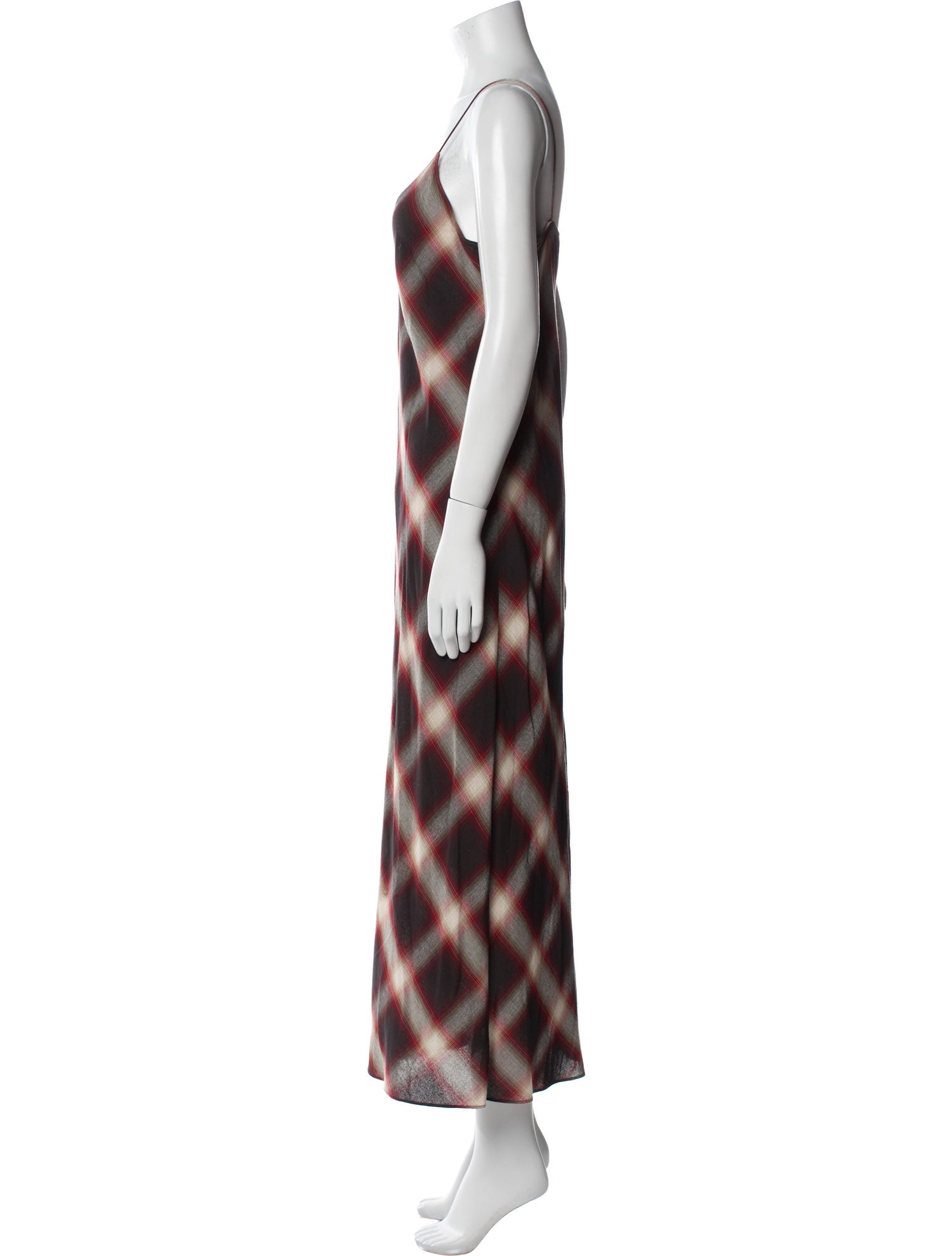 Vince Plaid Print Long Dress