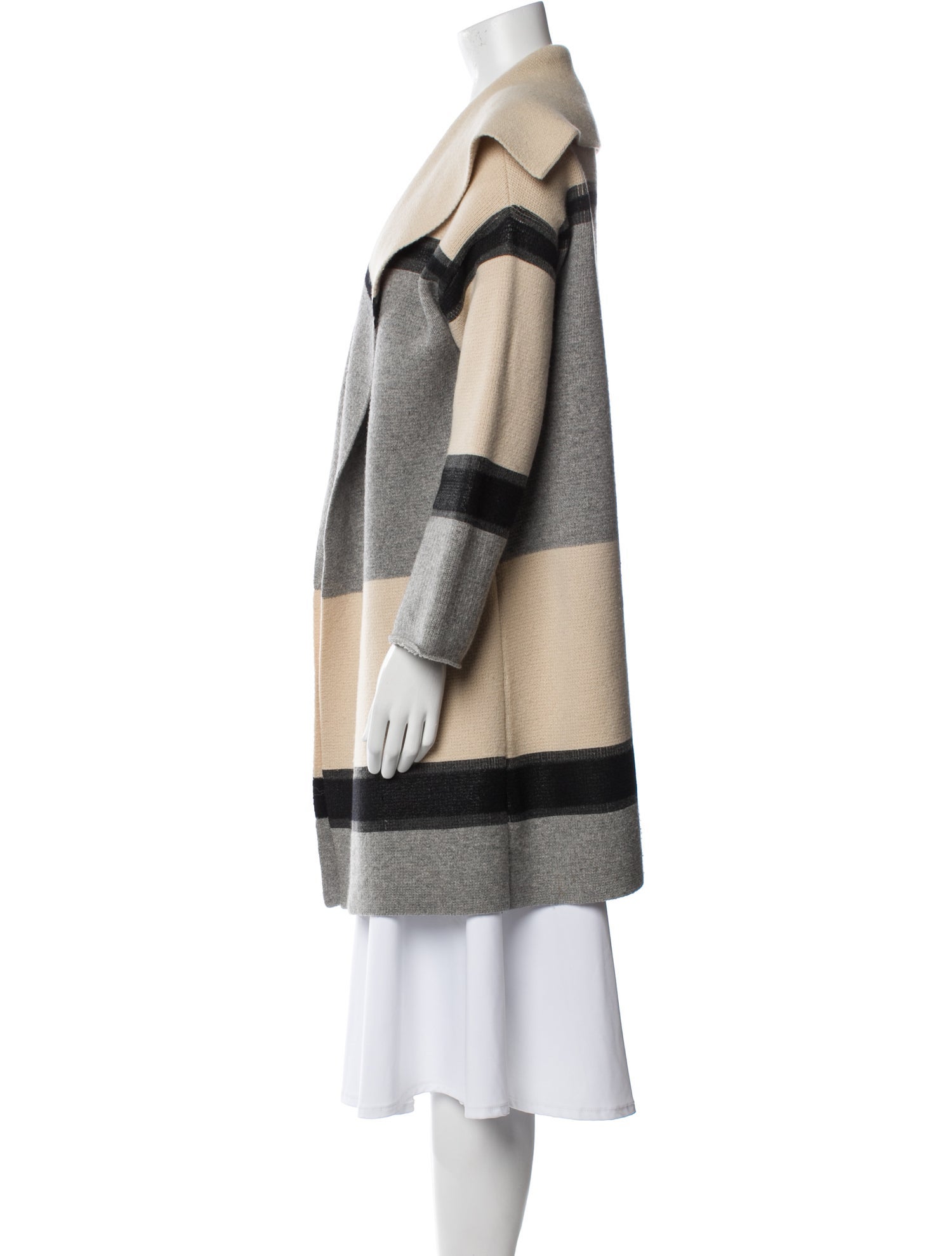Vince Wool Colorblock Pattern Trench Coat