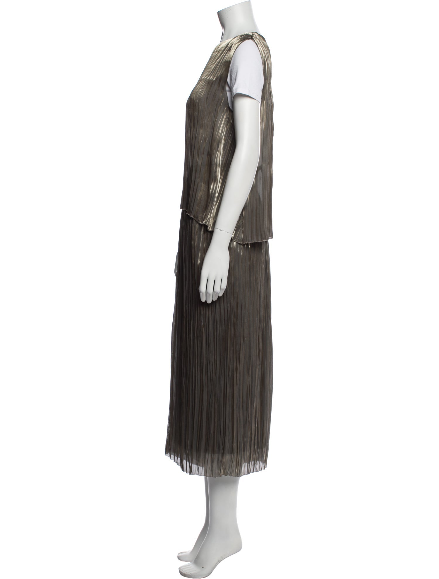 Vince Striped Pleated Accents Skirt Set