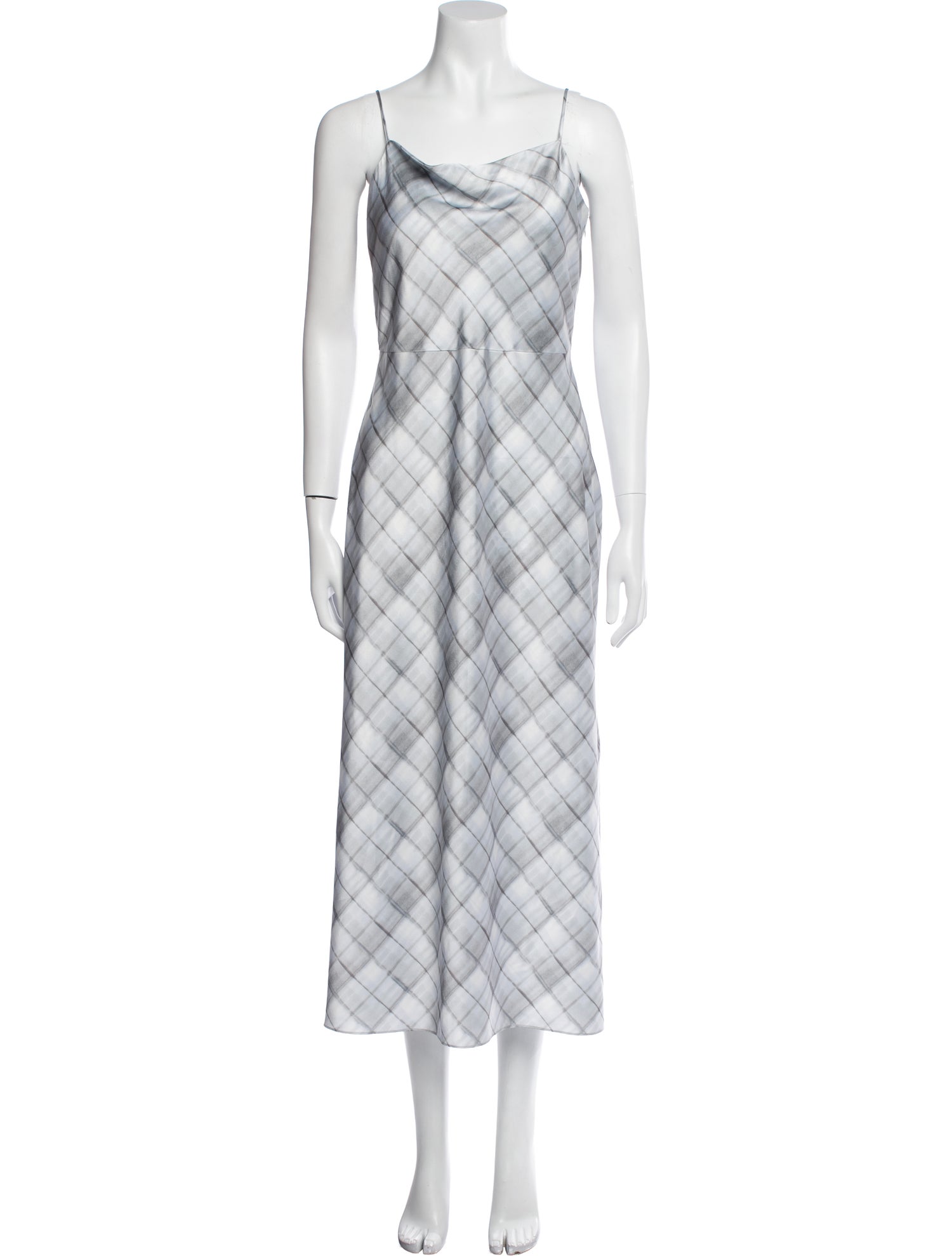 Vince Plaid Print Midi Length Dress