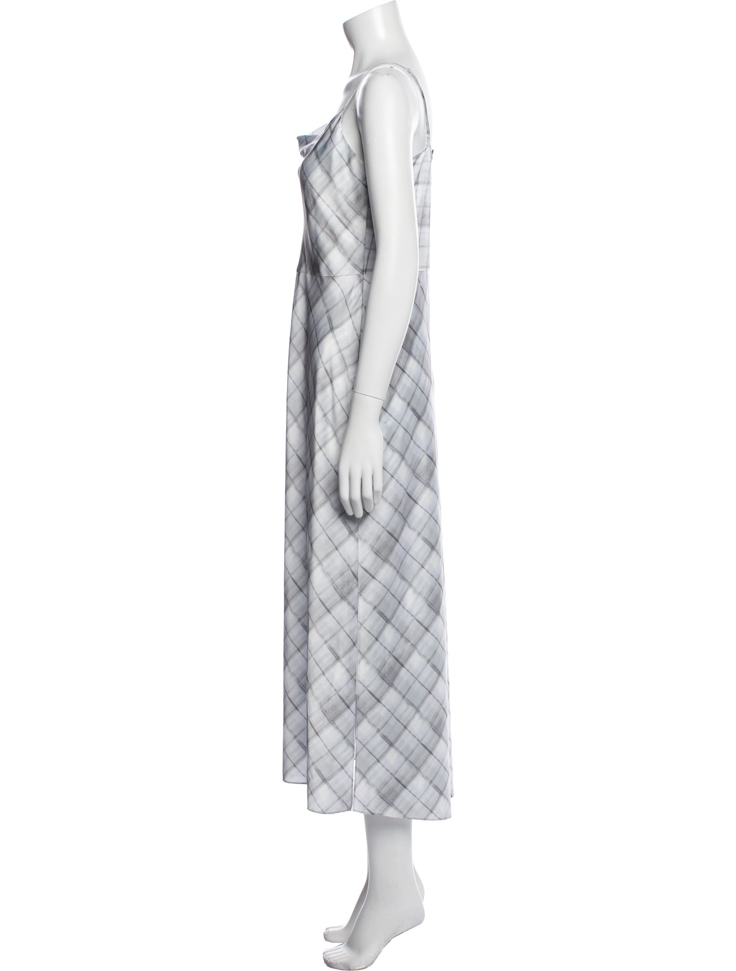 Vince Plaid Print Midi Length Dress
