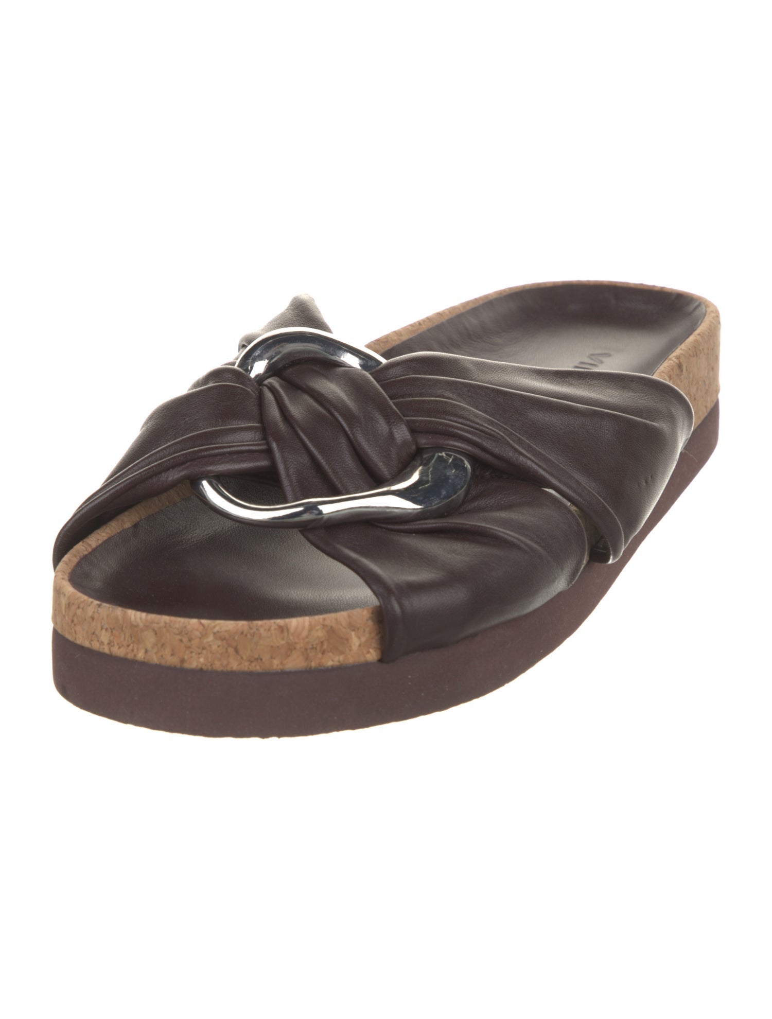 Vince Leather Floral Print Slides